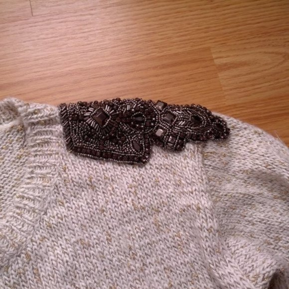 NWOT Guess Maria Cream and Gold Wool Sweater | Size M - Picture 4 of 8